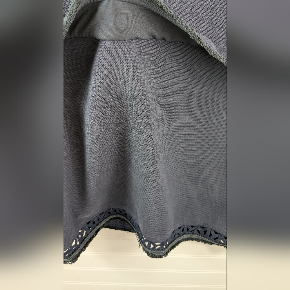Elie Tahari Midnight Blue Cutout Suede Trim Vest L - Picture 8 of 11